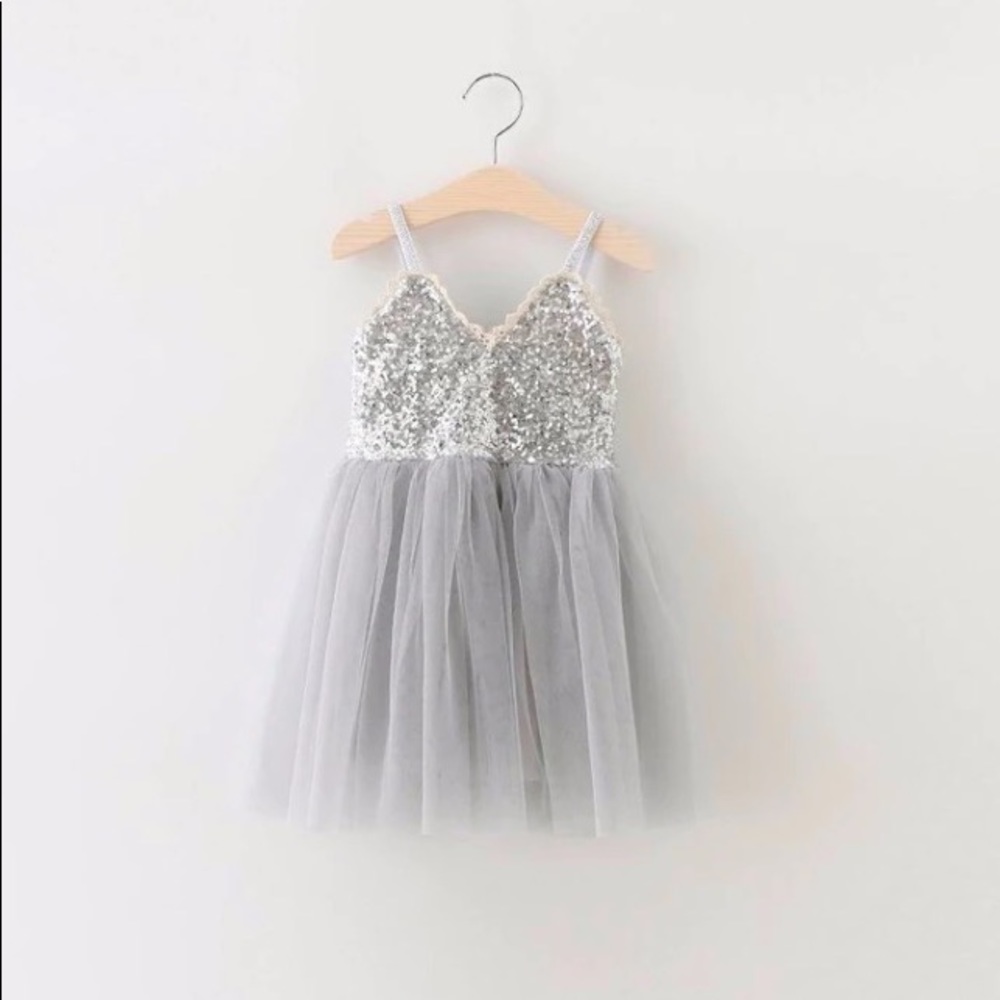 NWT - baby/toddler dress - 12m - gray/silver